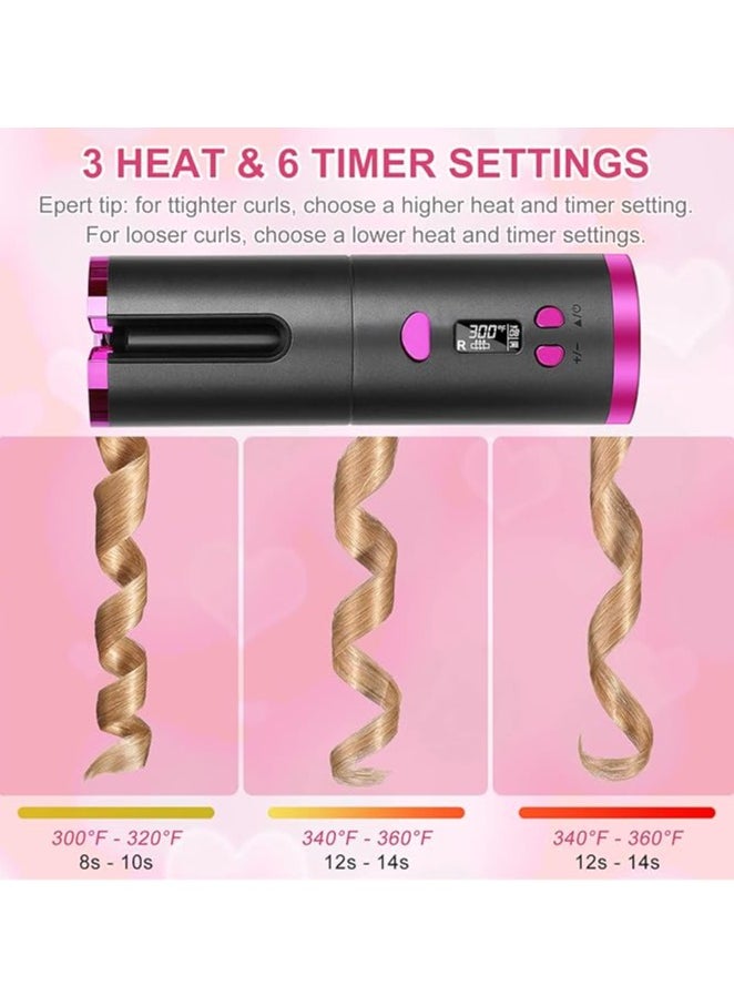 General - Automatic Curling Iron - Cordless curling iron with LCD display and adjustable temperature setting, USB rechargeable professional curling iron for long and short hair styling - Image 1