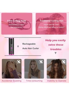 General Automatic Curling Iron - Cordless curling iron with LCD display and adjustable temperature setting, USB rechargeable professional curling iron for long and short hair styling  - Image 4