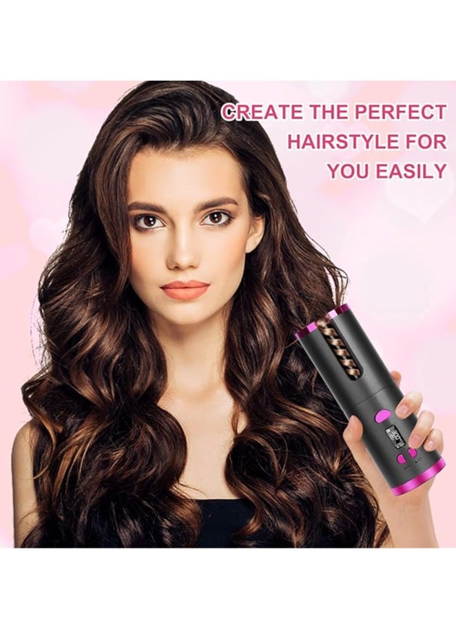 General - Automatic Curling Iron - Cordless curling iron with LCD display and adjustable temperature setting, USB rechargeable professional curling iron for long and short hair styling - Image 1