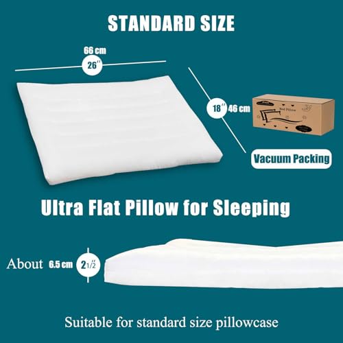 iFaon Ultra Flat Thin Pillows for Sleeping Standard Size, 2-1/2" High Slim Bed Pillow for Back Stomach Sleepers Down Alternative Filling Hypoallergenic White 18x26 in - Image 5