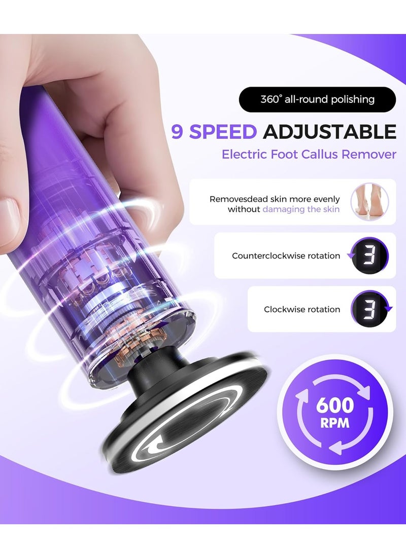 إيفرين مزيل مسامير القدمين الكهربائي، محمول 1800 مللي أمبير/ساعة قابل لإعادة الشحن، 1-9 إعدادات سرعة قابلة للتعديل، مبرد قدم كهربائي للباديكير المستقر والعناية بالأظافر، للاستخدام المنزلي وأثناء السفر - Image 5