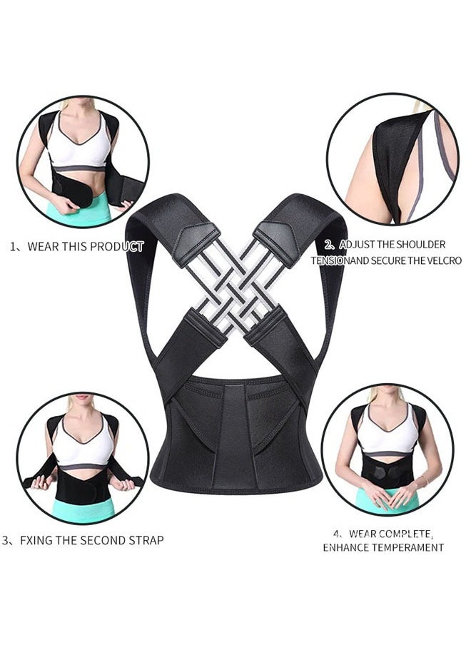 Beauenty - Adult Posture Corrector Back Support Brace1.5 Thickness-Black 1.5 Thickness-Black - Image 1
