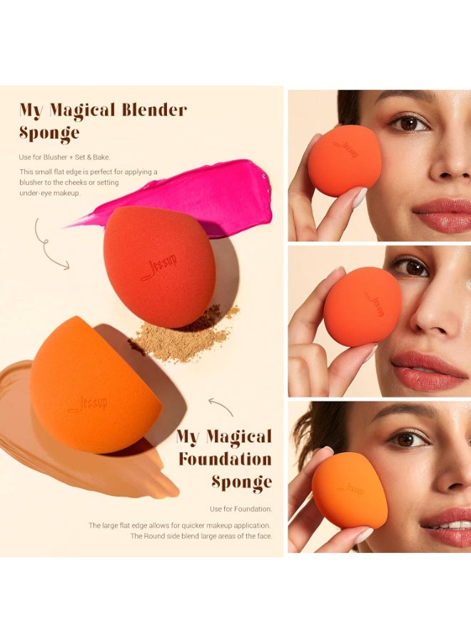 جيساب مجموعة جيسوب بيبل للوجه الخالي من العيوب، 4 قطع، 3 قطع إسفنجات مكياج، فرشاة كريم أساس، بودرة أساس ناعمة للوجه، مزج المكياج، خافي عيوب، عبوة هدايا T505 - Image 5