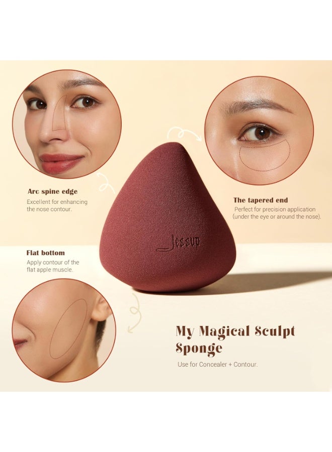 جيساب مجموعة جيسوب بيبل للوجه الخالي من العيوب، 4 قطع، 3 قطع إسفنجات مكياج، فرشاة كريم أساس، بودرة أساس ناعمة للوجه، مزج المكياج، خافي عيوب، عبوة هدايا T505 - Image 4