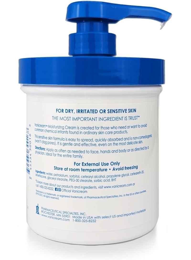 Vanicream Moisturizing Skin Cream with Pump Dispenser - 16 fl oz (1 lb) - Moisturizer Formulated Without Common Irritants for Those with Sensitive Skin - Image 2