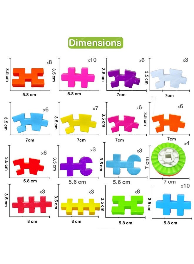 فنبلاست مكعبات بناء فن بلاست للأطفال - 90 قطعة مكعبات بناء بأربع عجلات للأطفال، ألعاب ألغاز اصنعها بنفسك للأطفال، ألعاب تعليمية للأطفال من سن 3 سنوات فما فوق، بنات وأولاد - Image 2