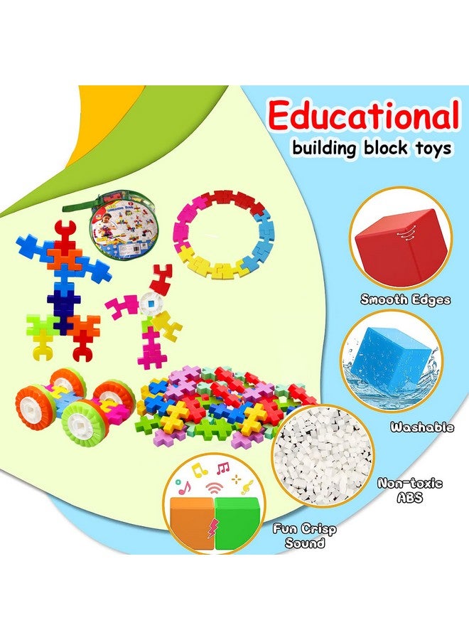 فنبلاست مكعبات بناء فن بلاست للأطفال - 90 قطعة مكعبات بناء بأربع عجلات للأطفال، ألعاب ألغاز اصنعها بنفسك للأطفال، ألعاب تعليمية للأطفال من سن 3 سنوات فما فوق، بنات وأولاد - Image 4