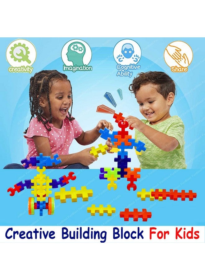 فنبلاست مكعبات بناء فن بلاست للأطفال - 90 قطعة مكعبات بناء بأربع عجلات للأطفال، ألعاب ألغاز اصنعها بنفسك للأطفال، ألعاب تعليمية للأطفال من سن 3 سنوات فما فوق، بنات وأولاد - Image 3