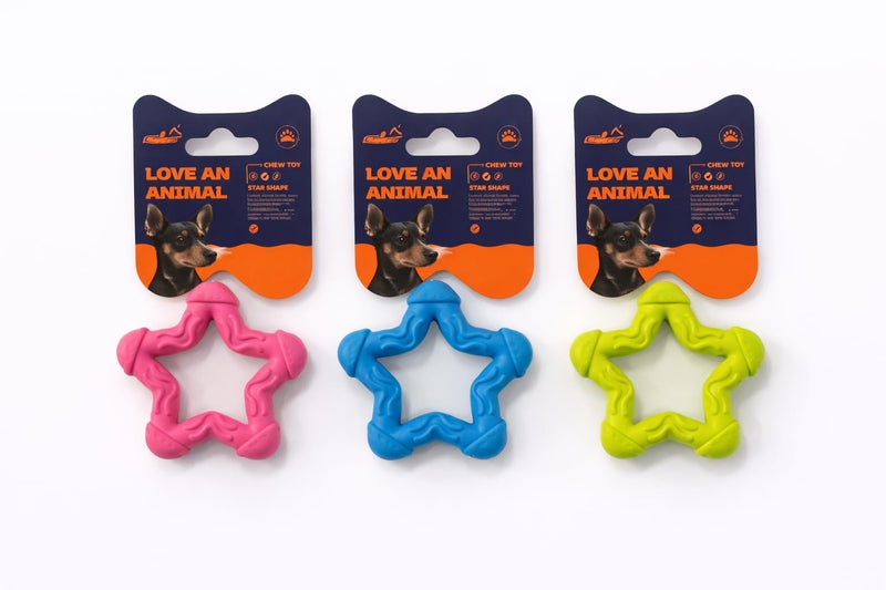 Star Shape Dog Chew Toy, Available in Pink, Blue, Or Green (Pink)