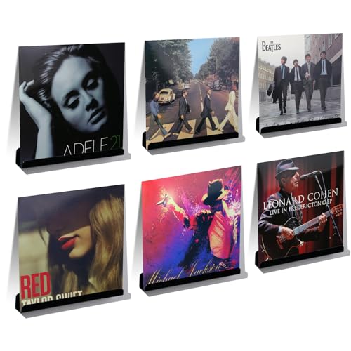 Meaocer Vinyl Record Shelf Wall Mount, 6 Pack 12 inch Black Acrylic Album Record Holder Display, Kids Bookshelf, Floating Wall Shelves for Bathroom, Bedroom, Living Room, Kitchen, Office - Image 1