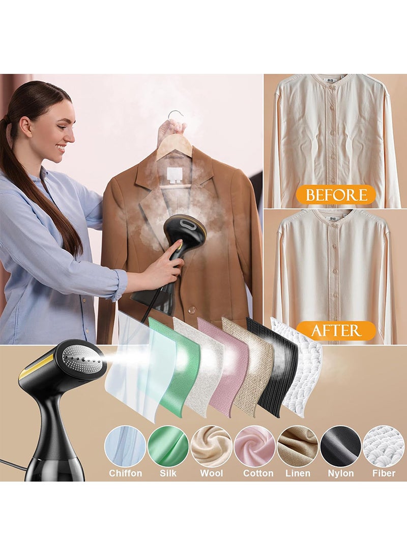 ACHAS Garment Steamer Iron 1500W High-Power Handheld Garment Steamer Clothes Steamer Portable Steam Iron 20s Fast Heat-up Ironing Wrinkle Remover - 300ML Tank for Home & Office - Image 2