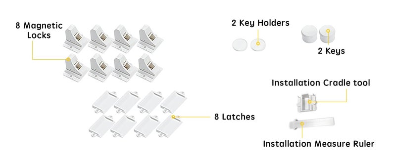 Vmaisi Adhesive Magnetic Cabinet Locks for Babies (8 Locks and 2 Keys) - Image 2