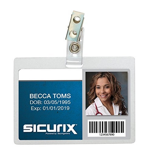 Baumgartens حامل بطاقات تعريف ذاتي اللصق SICURIX، أفقي، 3.5 × 2.25، شفاف، 25/عبوة - Image 3