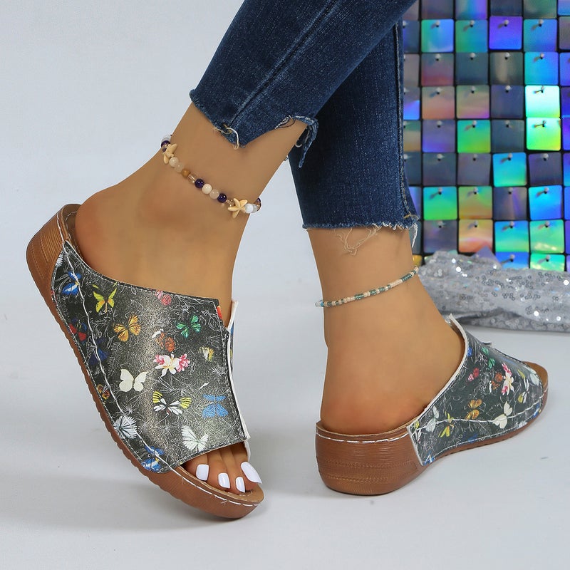 Direct Supply Of Plus Size 43Wish New Fashion Lightweight Slope With Fish Mouth Thick Bottom Slippers - Image 1
