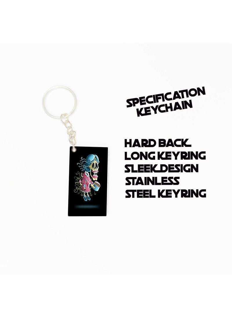 OUTFITQUE - OUTFITQUE Premium Pack of 2 Anime247 Printed Long Keychain For Bike Scooty Car MDF Keyholder - Image 1