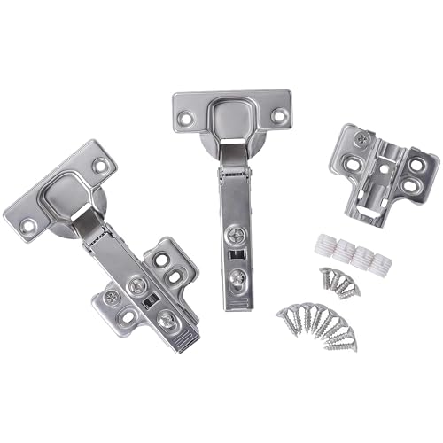 Luokim 4 Pack Full Overlay Soft Close Cabinet Hinges, Frameless European Kitchen Cabinet Hinges 35mm Cup Clip-On 3D Adjustment Concealed Cabinet Door Hinges Nickel Plated Finish - Image 3