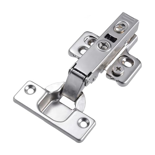 Luokim 4 Pack Full Overlay Soft Close Cabinet Hinges, Frameless European Kitchen Cabinet Hinges 35mm Cup Clip-On 3D Adjustment Concealed Cabinet Door Hinges Nickel Plated Finish - Image 1