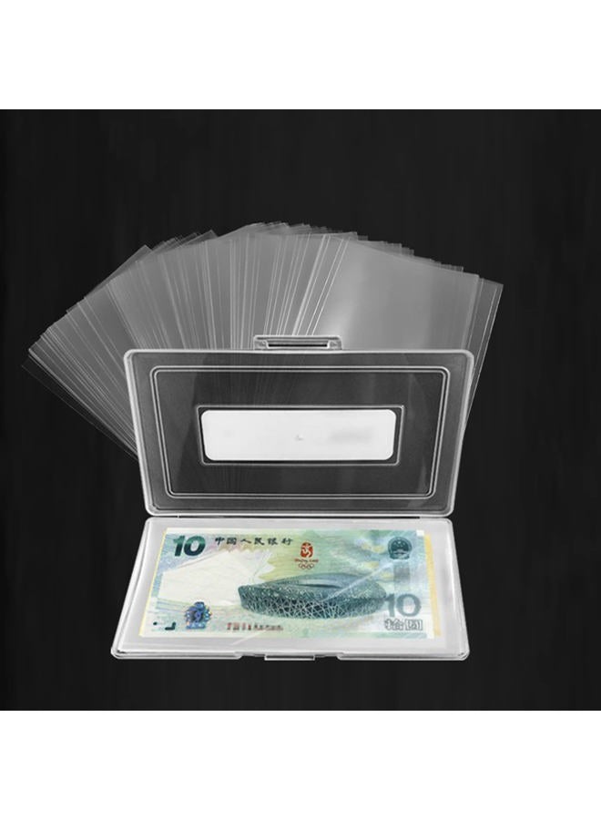 MUDOR Dollar Bill Holder with Storage Case, PP Material 100 Pieces Clear Paper Money Currency Collection Sleeves Protector Bag, Banknotes Protector Slab Holder - Image 5