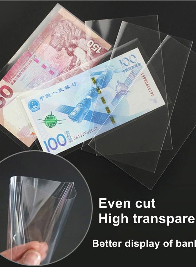 MUDOR Dollar Bill Holder with Storage Case, PP Material 100 Pieces Clear Paper Money Currency Collection Sleeves Protector Bag, Banknotes Protector Slab Holder - Image 3