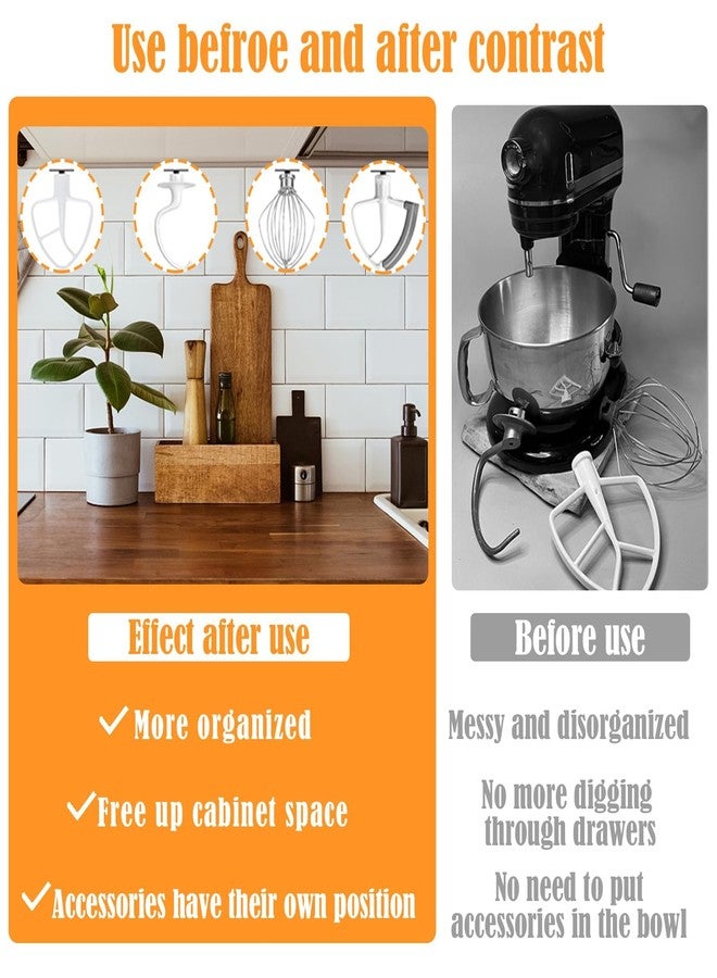 JFGLORIX 4 Pack Stand Mixer Attachment Holders, Food Mixer Accessories Hooks Compatible with Kitchenaid All Stand Mixer Attachment for Storing Flex Edge Beater, Egg Stirrer, Dough Hook, More Accessories (4) - Image 4
