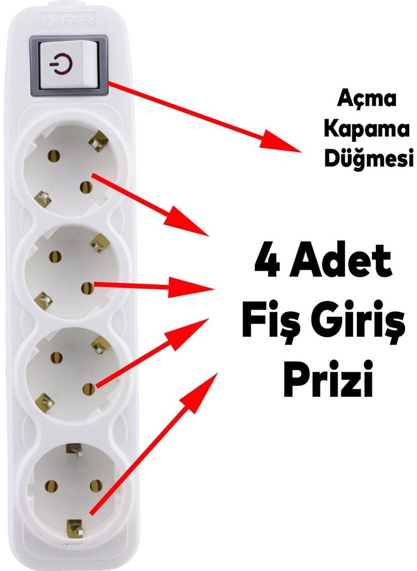 Group Socket Switched Terminal Plug 4 Way Socket Grounded Multiple Group Socket Multiplier Quadruple Wireless