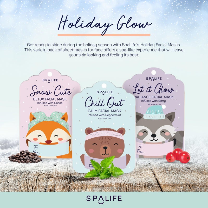 SpaLife Beauty Holiday Gift Tags Christmas Face Mask Bundle | Korean Facial Masks | Hydrating, Tone Evening, Refreshing Christmas Sheet Mask Set | Christmas Gifts for Women | 9 Pack - Image 2