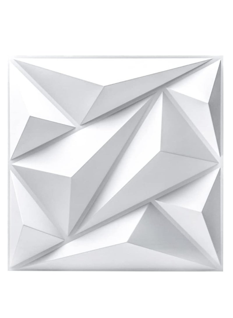 RATSAW PVC 3D Wall Panel Diamond for Interior Wall Decor in White, 19.7" x 19.7" Wall Decor PVC Panel 3D Textured Wall Panels Pack of 12 Tiles - Image 1