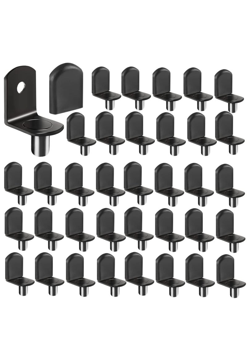 KASTWAVE L-Shelf Support Pegs, Plated Steel 1/4" L-Shaped Bracket Style Cabinet Shelf Support Pegs with Rubber Sleeve, for Kitchens Support and Shelves Black-50pcs - Image 1