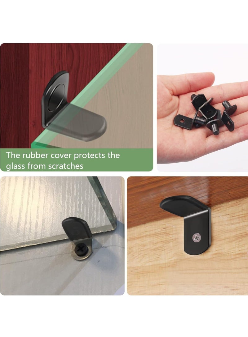 KASTWAVE L-Shelf Support Pegs, Plated Steel 1/4" L-Shaped Bracket Style Cabinet Shelf Support Pegs with Rubber Sleeve, for Kitchens Support and Shelves Black-50pcs - Image 3