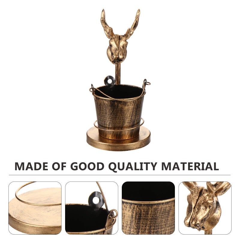 Lurrose Creative Deer Head Ash Holder With Pen Holder Decorative Iron Tabletop Ash Storage Container For Home Bar Display Photography Props - Image 3
