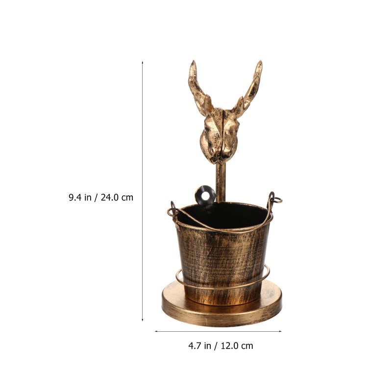 Lurrose Creative Deer Head Ash Holder With Pen Holder Decorative Iron Tabletop Ash Storage Container For Home Bar Display Photography Props - Image 2