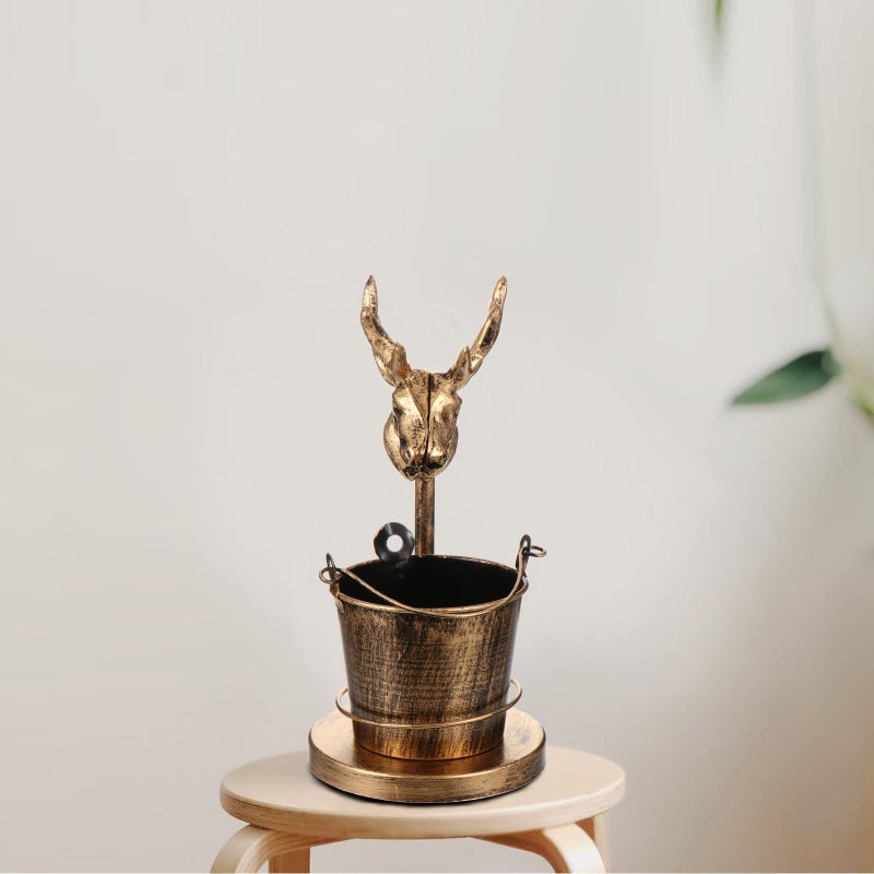 Lurrose Creative Deer Head Ash Holder With Pen Holder Decorative Iron Tabletop Ash Storage Container For Home Bar Display Photography Props - Image 4