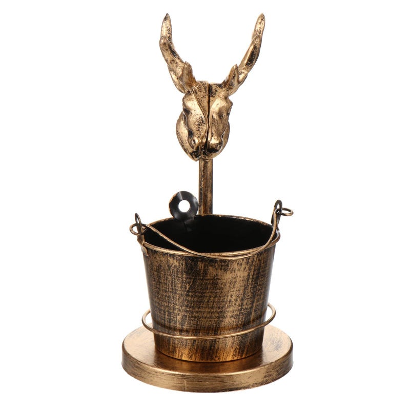 Lurrose Creative Deer Head Ash Holder With Pen Holder Decorative Iron Tabletop Ash Storage Container For Home Bar Display Photography Props - Image 1