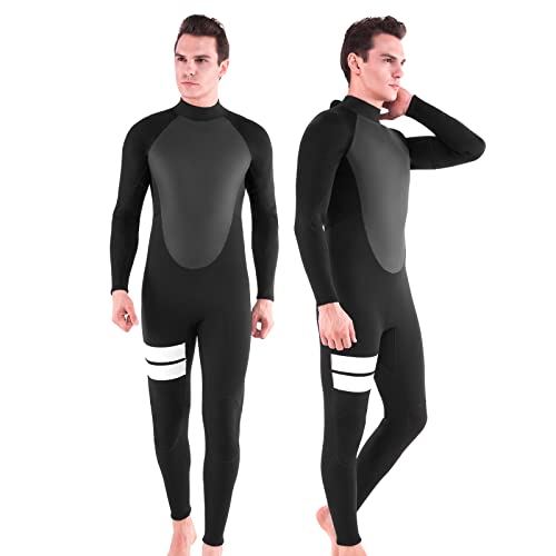 REALON Full Wetsuit Mens Womens 4/3mm Neoprene Diving Scuba Triathlon Wet Suits Cold Water Keep Warm Back Zipper Long Sleeve Thermal Swimsuit - Image 1