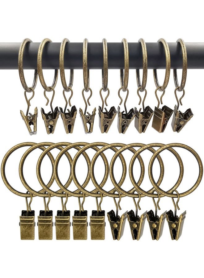 AMZSEVEN 90 Pack Curtain Rings with Clips, Drapery Clips with Rings, Drapes Rings 1.26 in Interior Diameter, Fits up to 1 in Curtain Rod, Bronze - Image 1