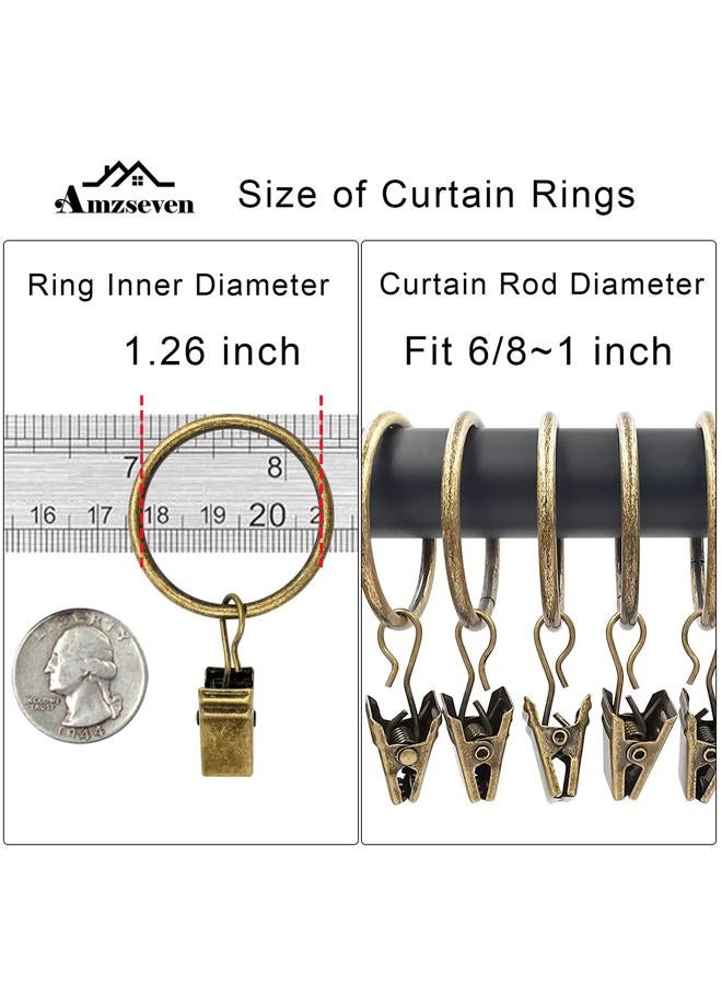 AMZSEVEN 90 Pack Curtain Rings with Clips, Drapery Clips with Rings, Drapes Rings 1.26 in Interior Diameter, Fits up to 1 in Curtain Rod, Bronze - Image 3