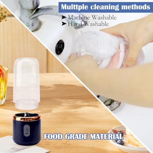 Qlect Portable Blender Electric Juicers Fruit Mixers USB Rechargeable Smoothie Mini Personal Juicer 6 Blades 3Gears With 1500 Mah Rechargeable Battery-Smoothie Blender(Blue) - Image 5