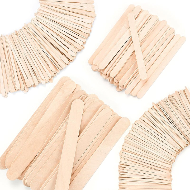 EWVVSS 4 Style 500 Pcs Waxing Sticks Assorted Wax Applicator Sticks For Body Legs Face With Small Medium Large Sizes Wood Popsicle Sticks For Waxing Or Wood Craft Sticks - Image 1