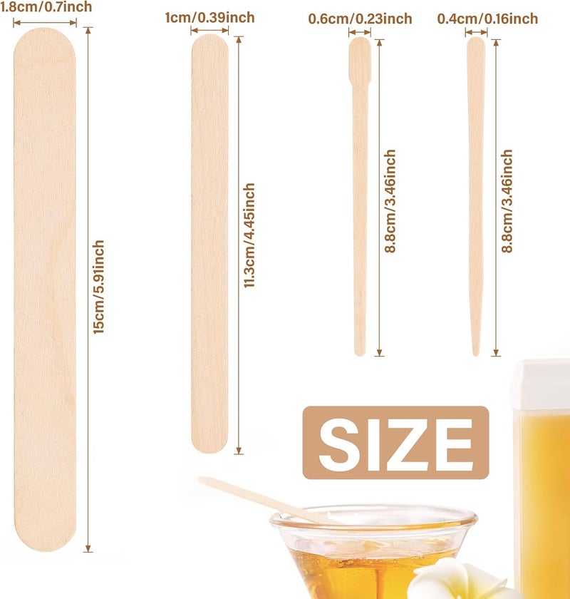 EWVVSS 4 Style 500 Pcs Waxing Sticks Assorted Wax Applicator Sticks For Body Legs Face With Small Medium Large Sizes Wood Popsicle Sticks For Waxing Or Wood Craft Sticks - Image 2
