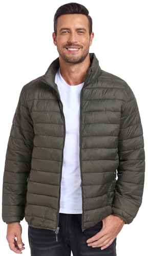 SPOSULEI Puffer Jacket for Men Packable Lightweight Winter Warm Down Jackets Coats Outdoor Insulated Water Resistant Travel Hiking Camping Jacket with Pockets Army Green L - Image 2