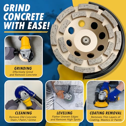 EDiamondTools 4" Diamond Grinding Wheels for Concrete or Masonry, 16 Double Row Segments, 30/40 Grit, Medium Bond, 5/8"-11 Arbor - Image 4