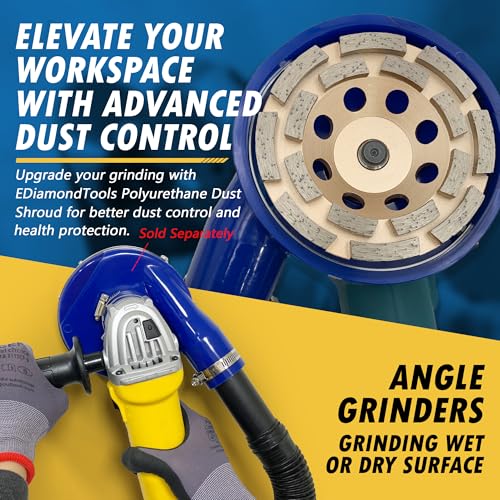 EDiamondTools 4" Diamond Grinding Wheels for Concrete or Masonry, 16 Double Row Segments, 30/40 Grit, Medium Bond, 5/8"-11 Arbor - Image 5