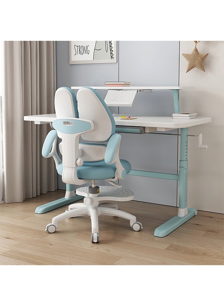 MOZOGOT Kids Desk Chair with Armrests Footrest, Adjustable Height Study Chair with Arms & Wheels Ergonomic Student Swivel Rolling Task Chair for Boys Girls, Home Bedroom School, Blue - Image 5