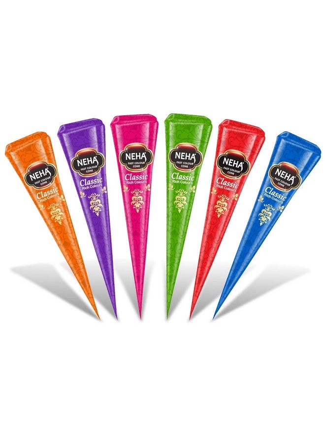 Neha Herbal Neha Classic Colour Cone (Pack Of 12) - 25G In Each Cone - Multi Color  - Image 3