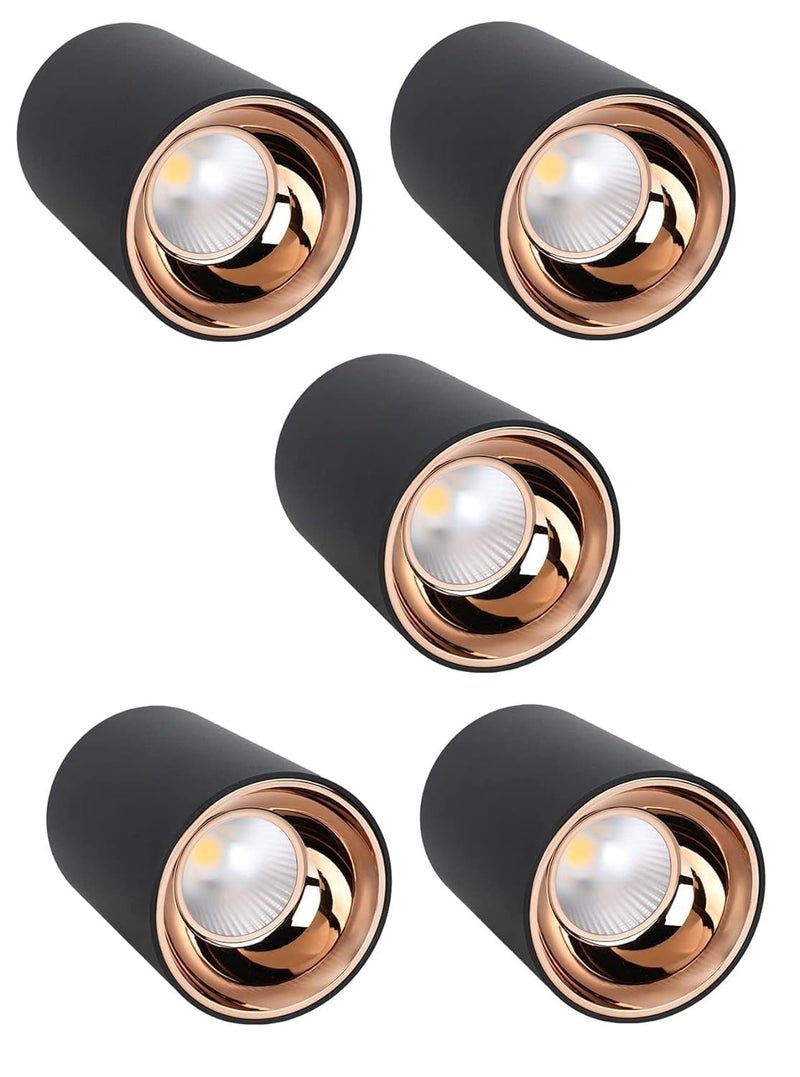 DOJI DOJI 3 watt Black Body Surface Cylinder Ceiling LightsMounted Spot LightFocus LightDown Light for Indoor BalconyRoomHallwayColorWarmwhite Pack of 5  - Image 1