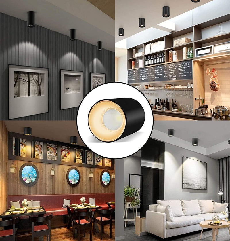DOJI DOJI 3 watt Black Body Surface Cylinder Ceiling LightsMounted Spot LightFocus LightDown Light for Indoor BalconyRoomHallwayColorWarmwhite Pack of 5  - Image 4