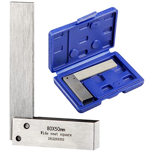 Boomgood Machinist Square Precision Engineer Wide Seat Square 90 Right Angle Ground Hardened Steel Angle Ruler 3.2 x 2 Inch - Image 1