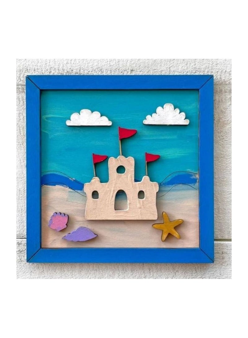 Kids Toys Do it yourself craft house frame for kids with paints summer and beach art activity - Image 1