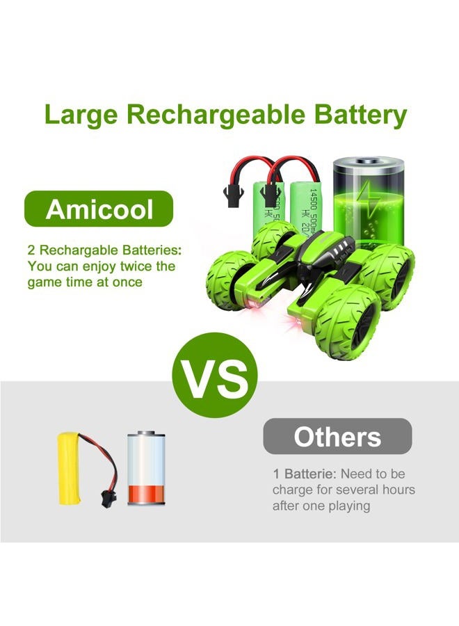 Amicool RC Voiture Telecommandé Tout Terrain, 4WD 360° Rotation Stunt Car Offroad RC Véhicule Avec LED, 2.4GHz Voiture Radio Commandee Crawlers Pour Enfants 6-12 Ans, G03080R - Image 3