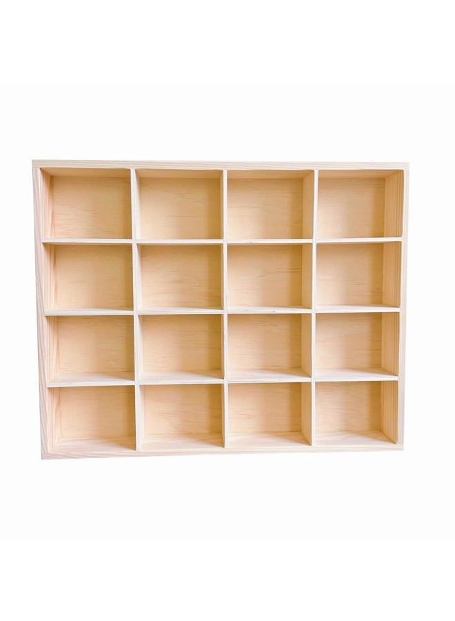 LONG TAO Wooden Storage Divider Box - 13.4''x10.6''x2'' Tabletop Display Box with 16 Compartments for Home, Craft, Office, Kitchen Organization - Image 1